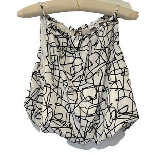 Gilli Womens Blouse Top M Sleeveless White Black Geometric Bubble